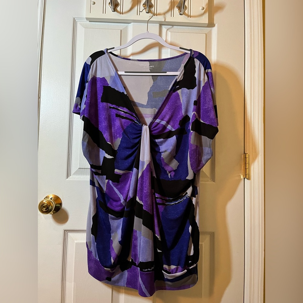 Lane Bryant Size 18/20 Accented V-Neck Blouse With Banded Waist Plus Size